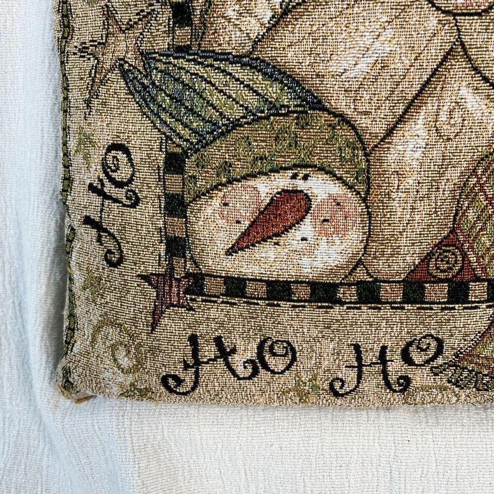 Pat Yuille Christmas 2 Pillows Tapestry Needlepoint Granny Cottage Core Vintage